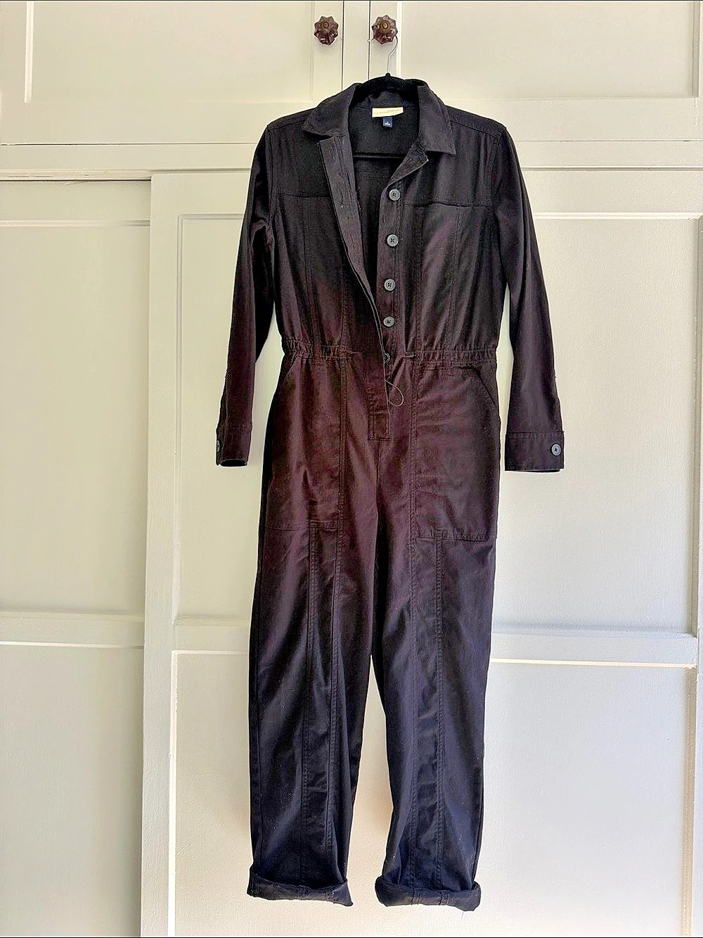 Universal Thread Long-Sleeve Utility Baggy Denim Jumpsuit Black
